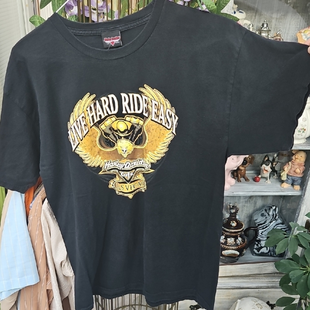 Harley-Davidson Black and Gold Short Sleeve Tee